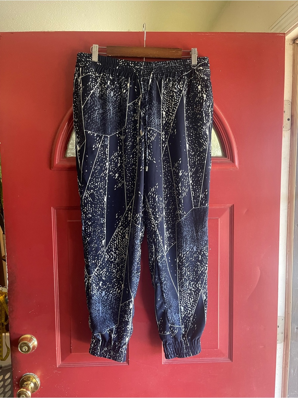 Mossimo Supply Co. Navy and White Patterned Drawstring Joggers